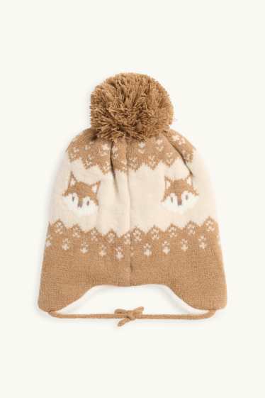 Unisex - Volpe - berretto con pompon per neonati - marrone / bianco crema