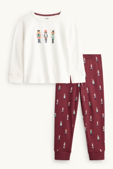 Děti - chlapci - Mini Me - louskáčci - dětské vánoční pyžamo - 2dílné - bordeaux/bílá