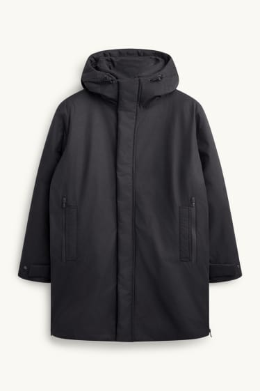 Pánské - Parka s kapucí - s výplní - vodotěsná - černá