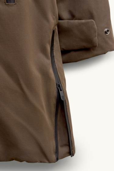 Pánské - Parka s kapucí - s výplní - vodotěsná - hnědá