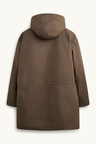 Pánské - Parka s kapucí - s výplní - vodotěsná - hnědá