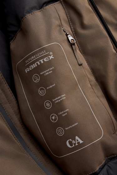 Pánské - Parka s kapucí - s výplní - vodotěsná - hnědá