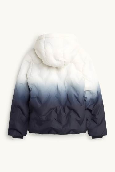 Enfants filles - Veste de ski avec capuche - doublée - finition déperlante - blanc / noir