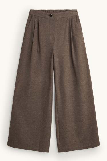 Femei - Pantaloni de stofă - talie înaltă - wide leg - taupe