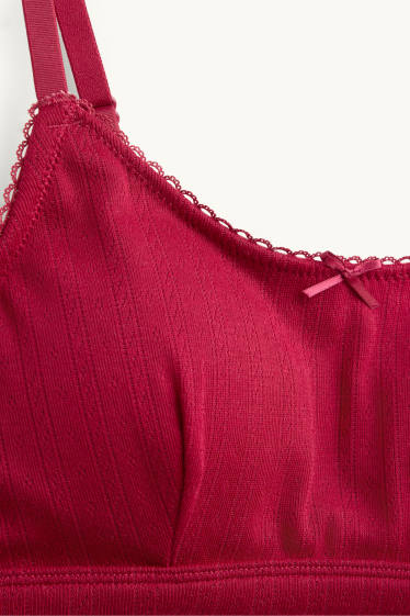 Damen - Pointelle-Bustier - wattiert - dunkelrot