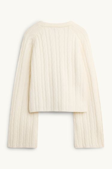 Women - Jumper - cable knit pattern - creme