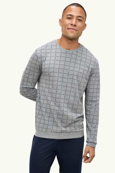 Herren - Pyjama - blau / grau