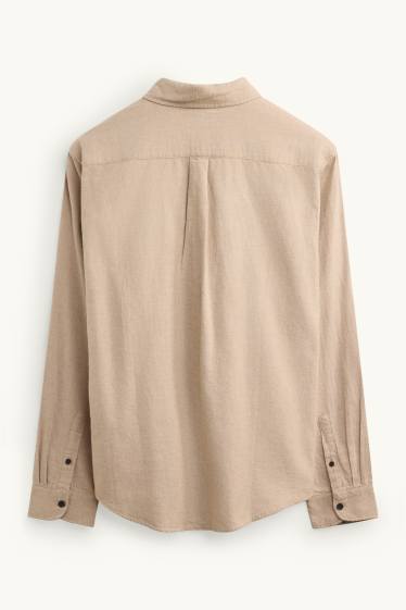Pánské - Košile - regular fit - button-down - béžová