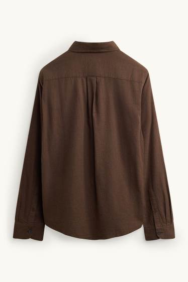 Uomo - Camicia - regular fit - button down - marrone