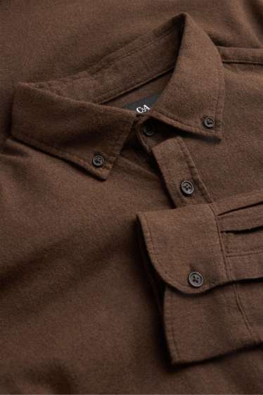 Uomo - Camicia - regular fit - button down - marrone