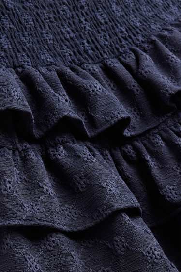 Femmes - Jupe - finition texturée - bleu foncé
