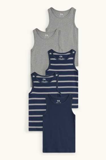 Kinder Buben - Multipack 5er - Singlet - grau-melange