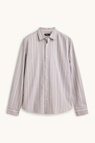 Herren - Hemd - Regular Fit - Kent - gestreift - beige / blau
