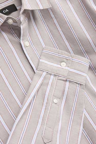 Herren - Hemd - Regular Fit - Kent - gestreift - beige / blau