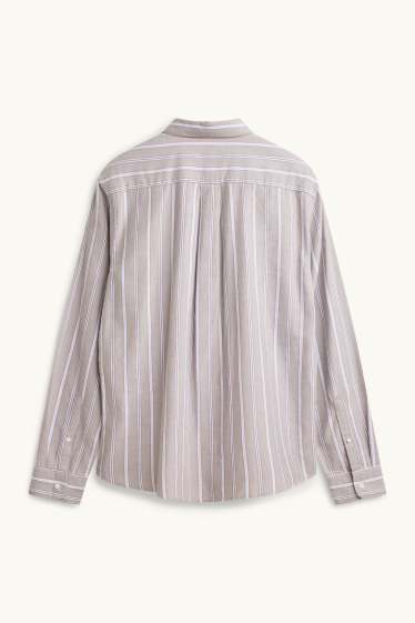 Herren - Hemd - Regular Fit - Kent - gestreift - beige / blau