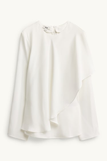 Femmes - Chemisier en satin - blanc crème