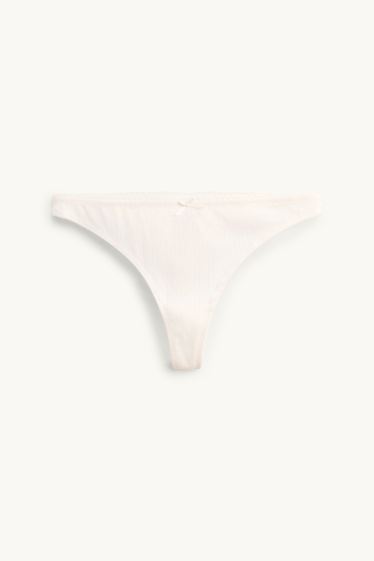 Femei - Tanga cu model pointelle - alb-crem