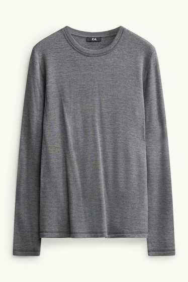 Damen - Langarmshirt - Regular Fit - grau-melange