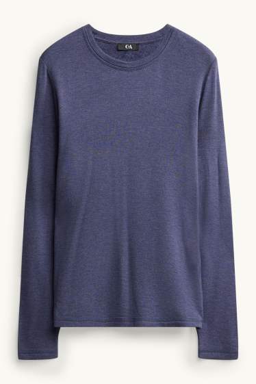 Damen - Langarmshirt - Regular Fit - blau-melange