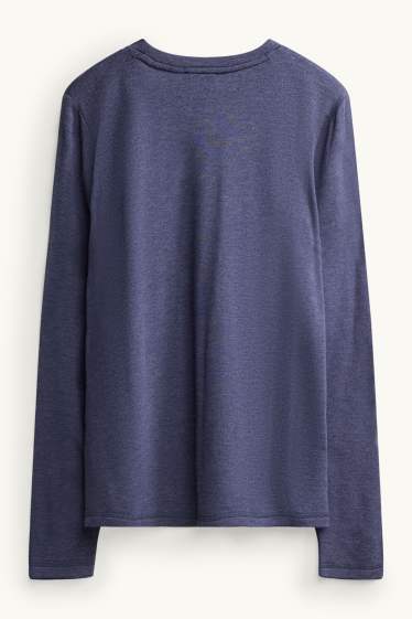 Damen - Langarmshirt - Regular Fit - blau-melange