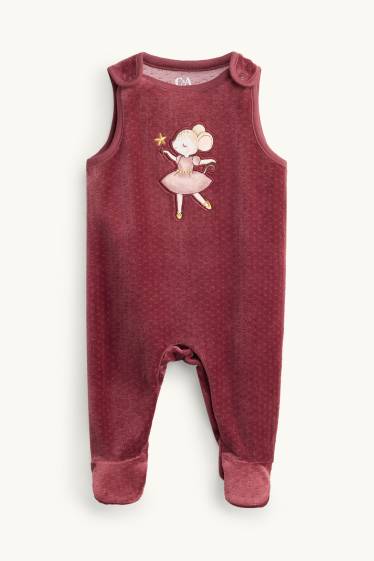 Miminka - dívky - Myška - souprava dětského overalu - 2dílná - bordeaux/bílá