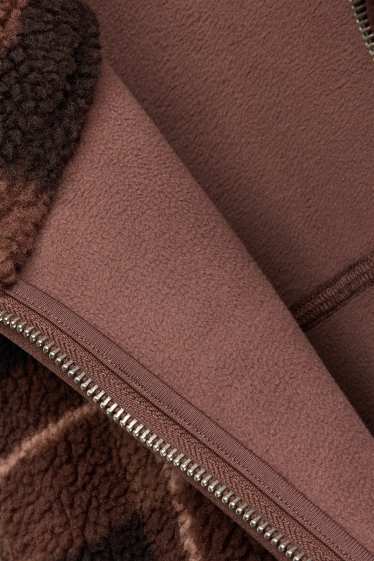 Femmes - Veste en polaire - à carreaux - marron / marron