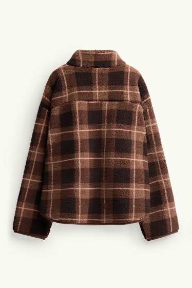 Femmes - Veste en polaire - à carreaux - marron / marron