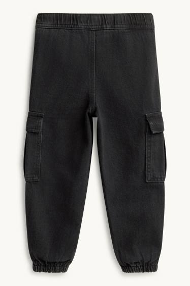 Kinder Jungen - Cargo Jeans - Thermojeans - schwarz