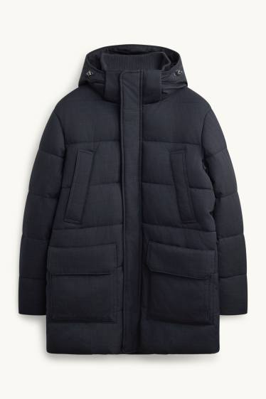 Uomo - Cappotto trapuntato - imbottito - idrorepellente - grigio scuro