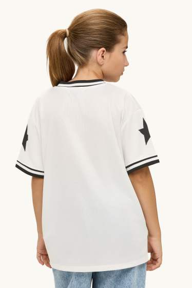 Kinder Mädchen - New York - Kurzarmshirt - Oversized - weiss / schwarz