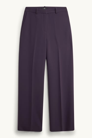 Donna - Pantaloni business - vita alta - gamba ampia - viola