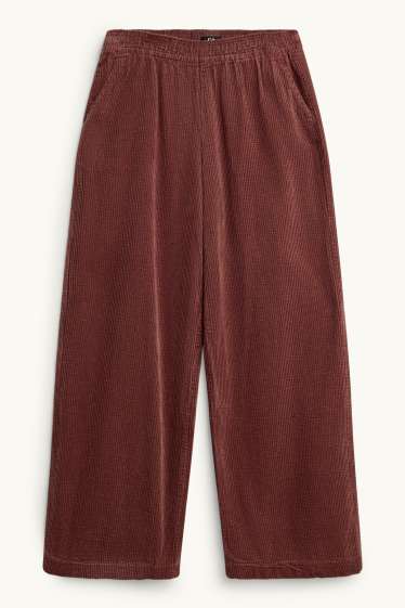 Damen - Cordhose - Mid Waist - Wide Leg - rostbraun