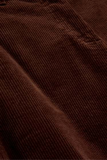Femmes - Pantalon en velours côtelé - high waist - barrel leg - LYCRA ® - marron foncé