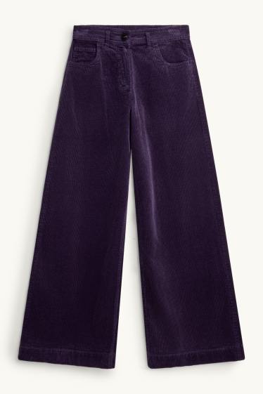 Dona - Pantalons de pana - high waist - wide leg - lila