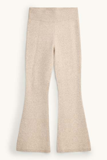 Donna - Pantaloni sportivi in maglia - beige melange