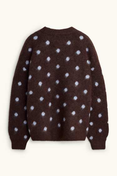 Femmes - Pull - à pois - marron / bleu