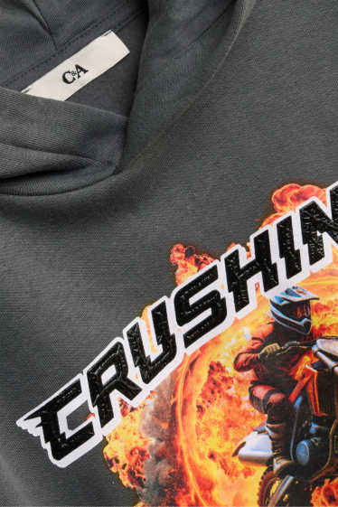 Children Boys - Biker and fire - hoodie - dark gray