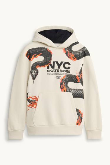 Kinder Jungen - Schlange - Hoodie - cremeweiss