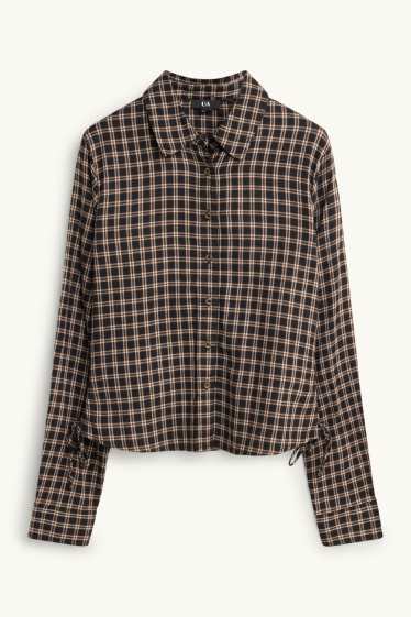 Women - Shirt blouse - check - brown / beige