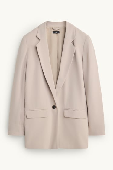 Women - Long blazer - regular fit - light beige