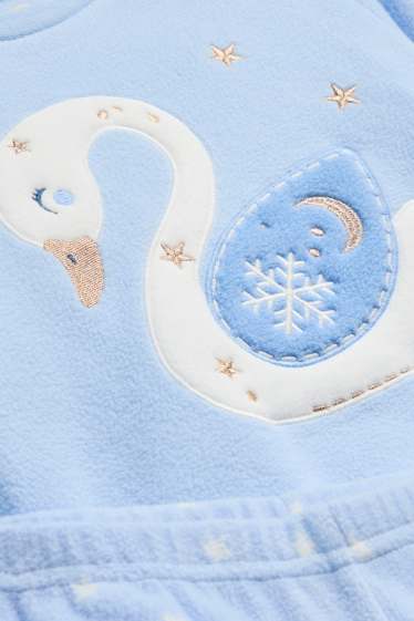 Enfants filles - Cygne et étoile - pyjama - 2 pièces - finition brillante - bleu clair