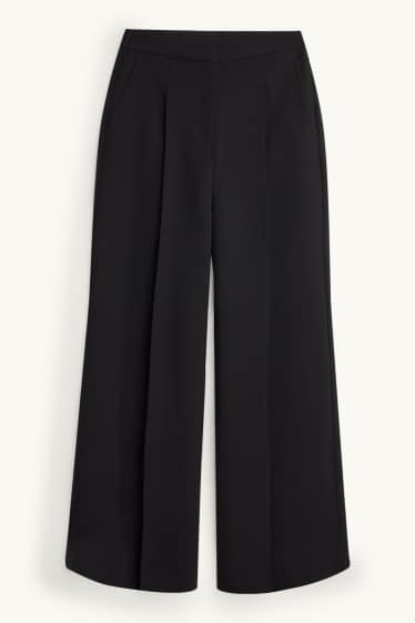 Femei - Pantaloni de stofă - talie înaltă - wide leg - negru