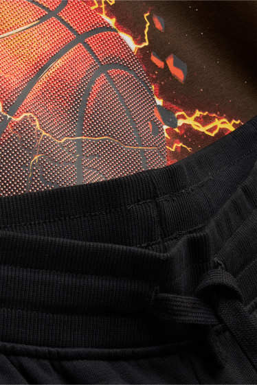 Děti - chlapci - Basketbal - souprava - mikina s kapucí a teplákové kalhoty - 2dílná - černá