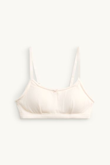 Damen - Pointelle-Bustier - wattiert - cremeweiss