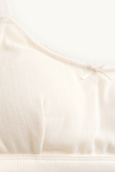 Damen - Pointelle-Bustier - wattiert - cremeweiss
