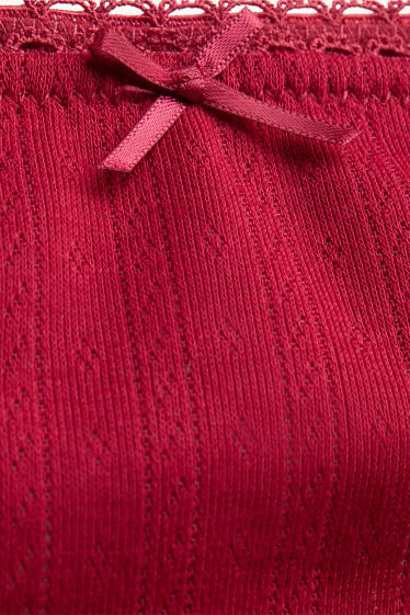 Femmes - String en pointelle - rouge