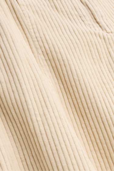 Women - Corduroy trousers - mid-rise waist - barrel leg - light beige