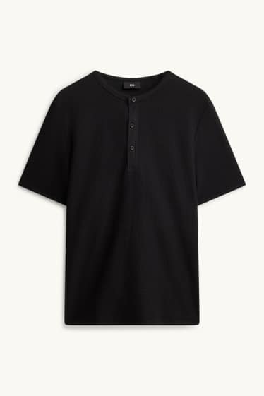 Herren - T-Shirt - Regular Fit - strukturiert - schwarz