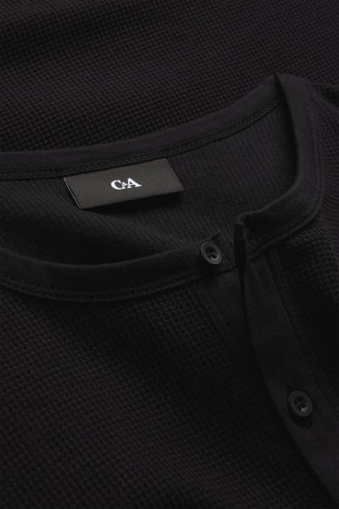 Herren - T-Shirt - Regular Fit - strukturiert - schwarz