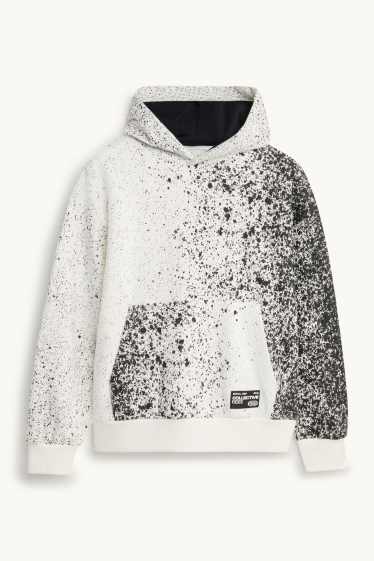 Kinder Jungen - Hoodie - gemustert - weiss / schwarz